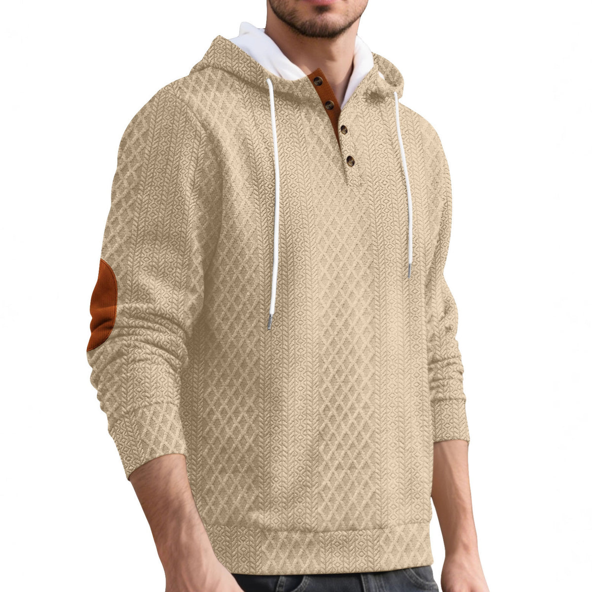 Pull casual homme européen et américain Jacquard Broderie à capuche couleur solide