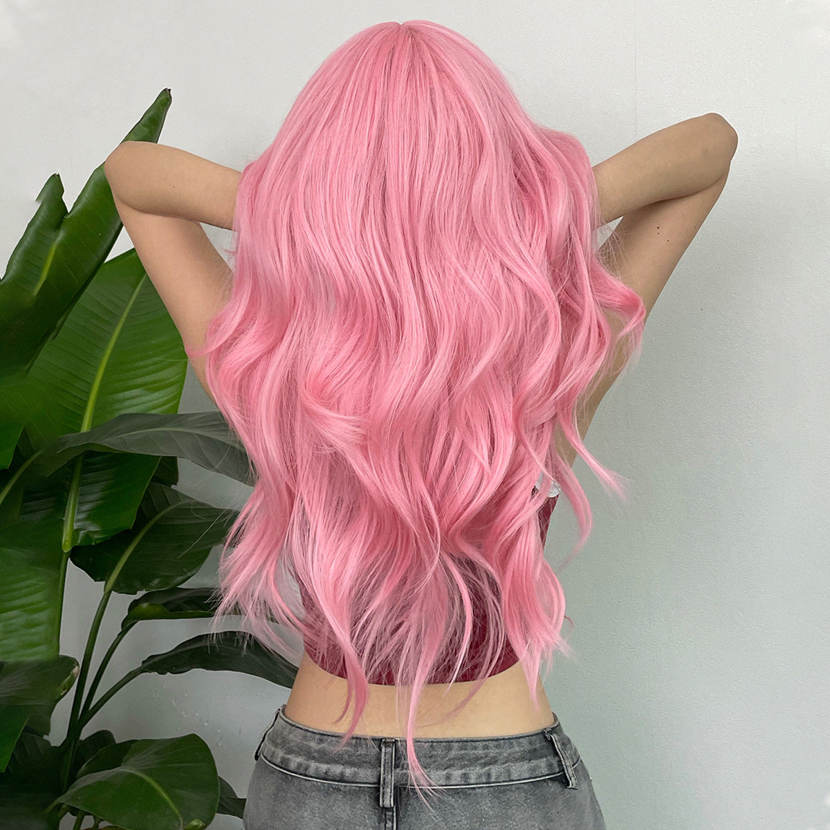 Wig with Full Bangs Long Curly Hair Full Set