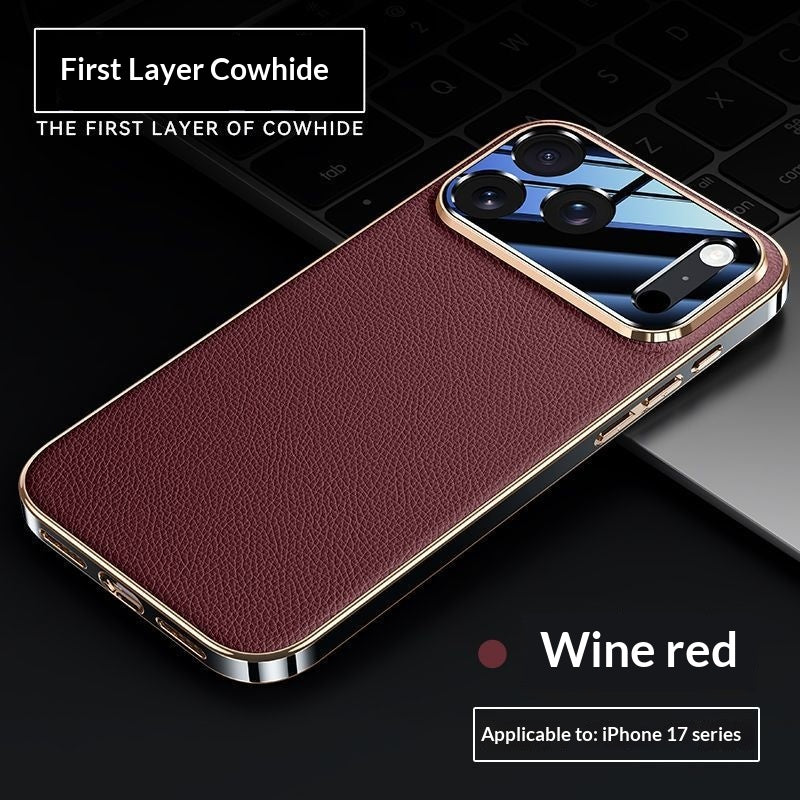 En cuir véritable Litchi-pattern entièrement enveloppé Drop-proof étui de téléphone