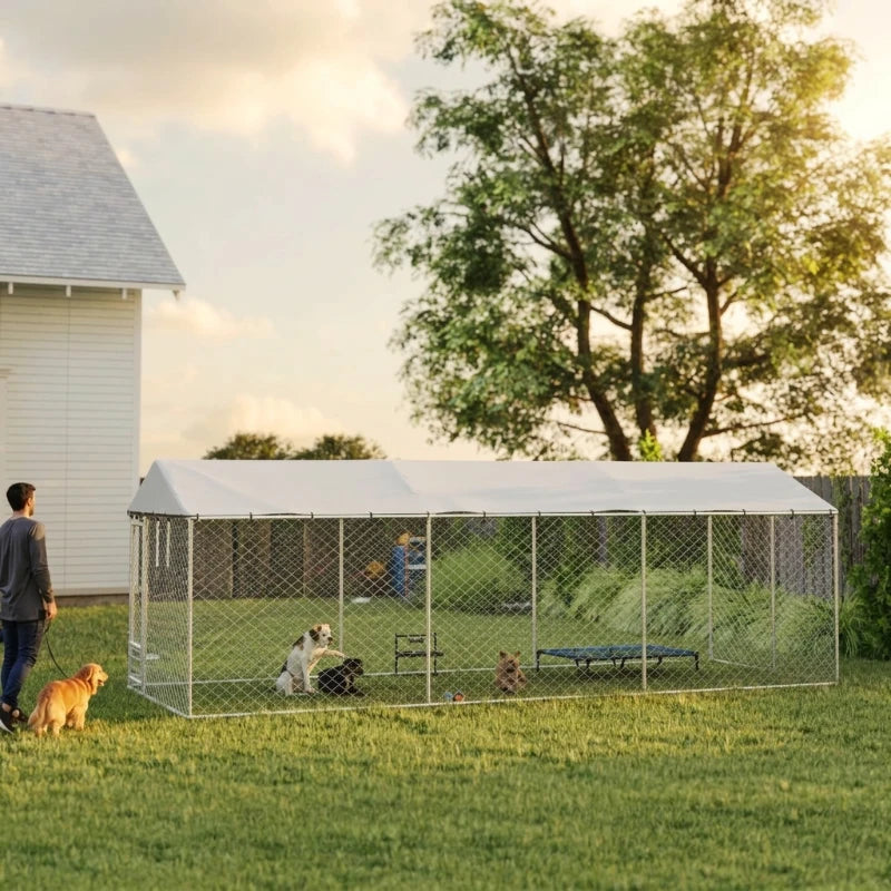 Dog Kennel Outdoor Dog Run Waterproof UV-Resist Cover Lockable Door Ajustable Bols 20 X