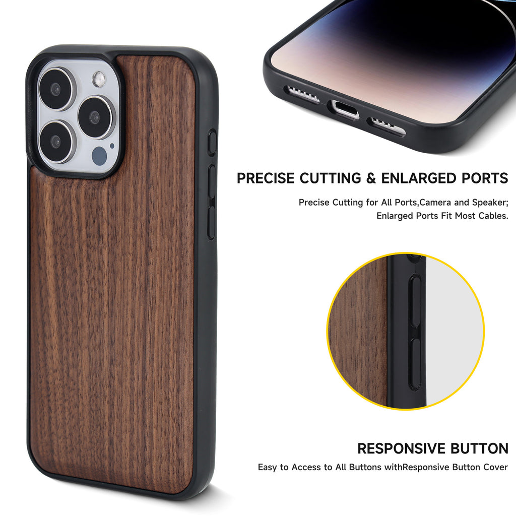 Boîtier de téléphone en bois magnétique