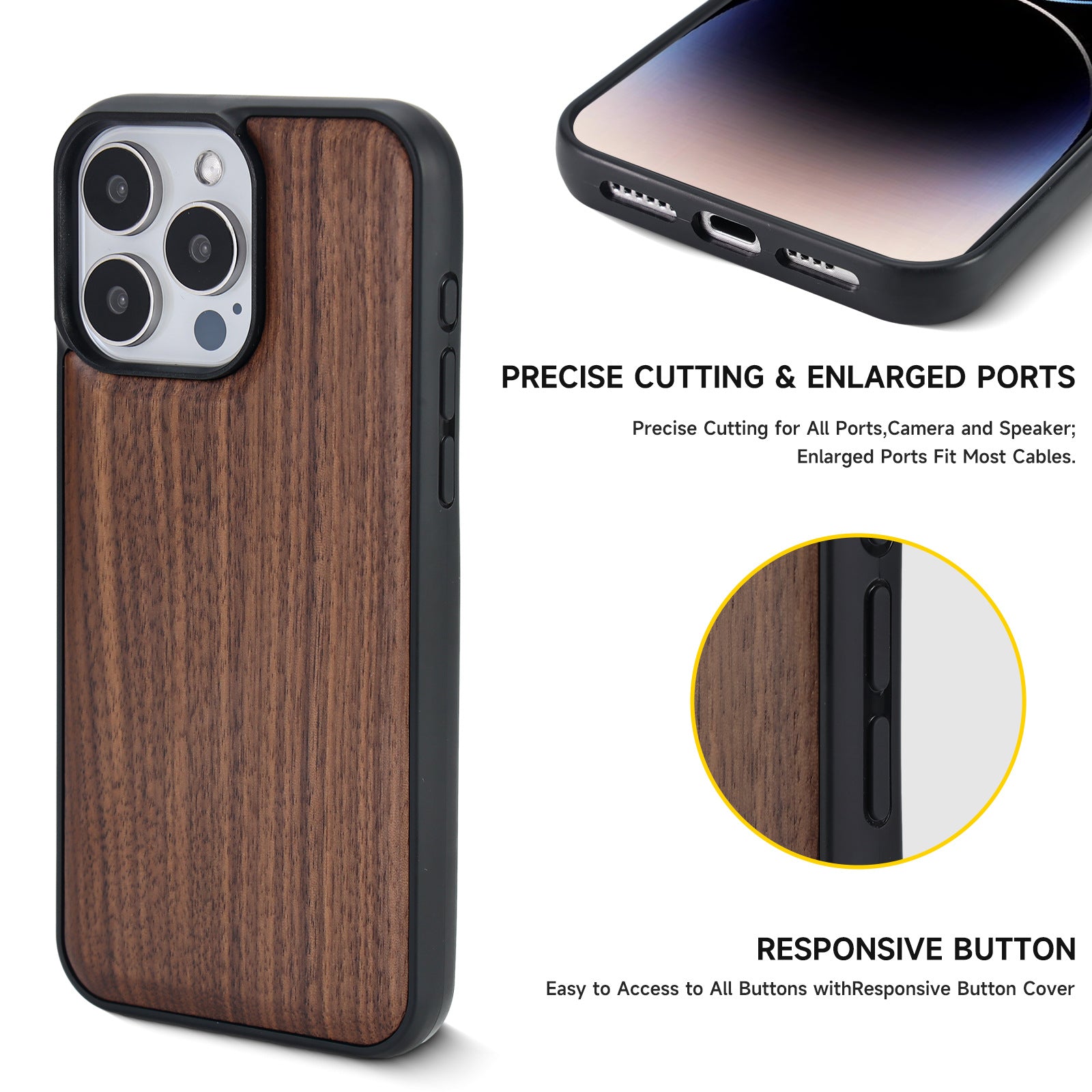 Boîtier de téléphone en bois magnétique