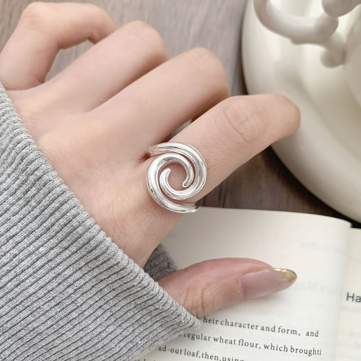 Femmes Minimaliste Ligne Circle Anneau ouvert