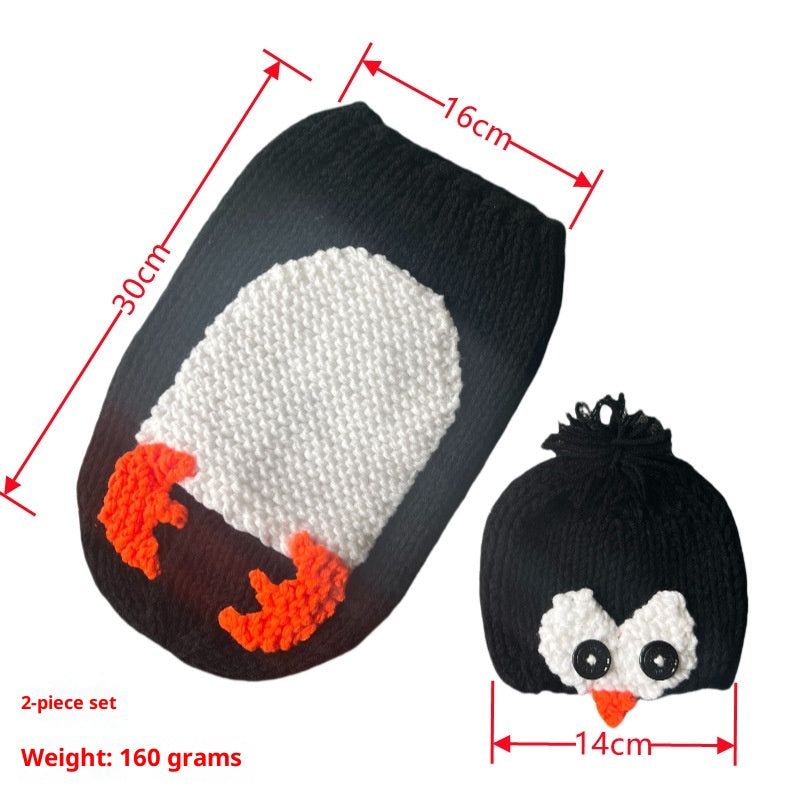 Mignon nouveau-né photographie Penguin forme Laine sac de couchage