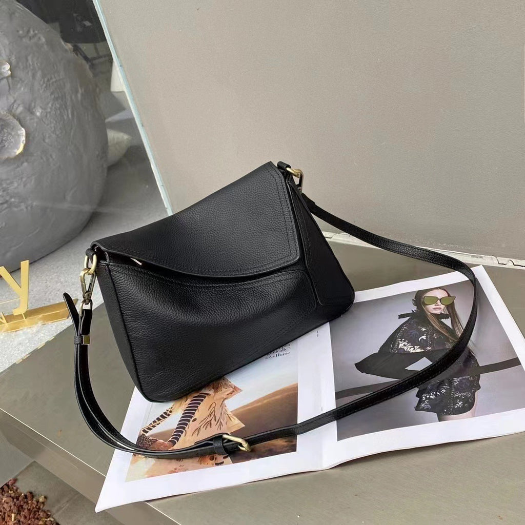 Première couche Cowhide Épaule et sac en cuir véritable modelé Et minimaliste