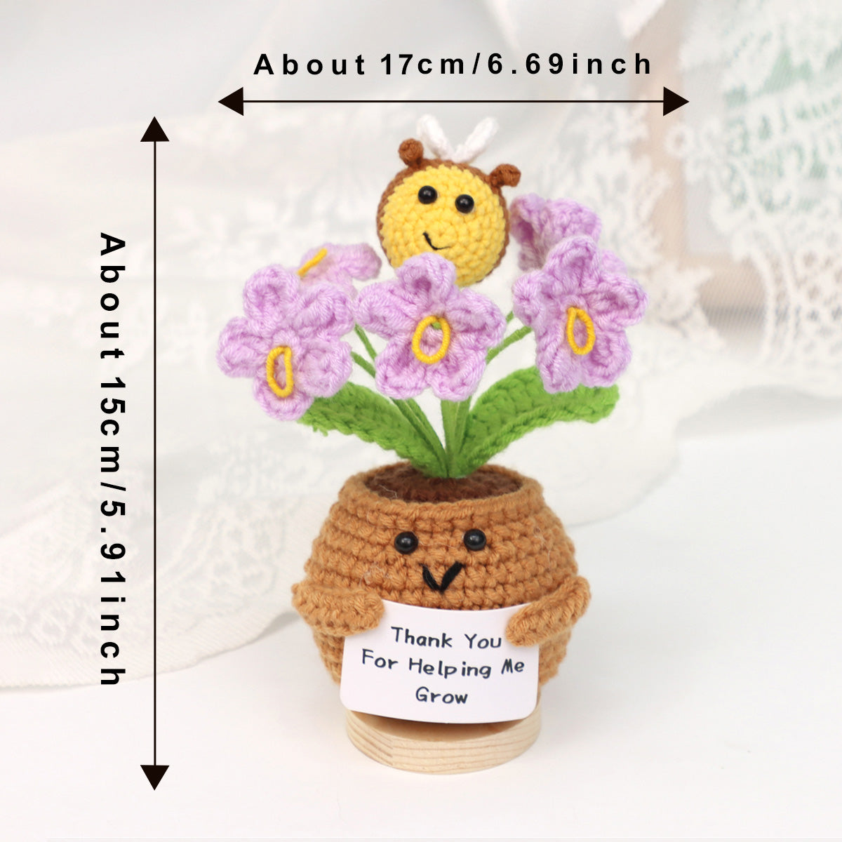 Crochet fait main Bee assorties pot de fleurs ornements fil doux éternelle Crochet Blooms Wi