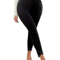 Pantalons en crayon pour femmes avec tige de dentelle et accessoires de perles pour vêtements de dessus