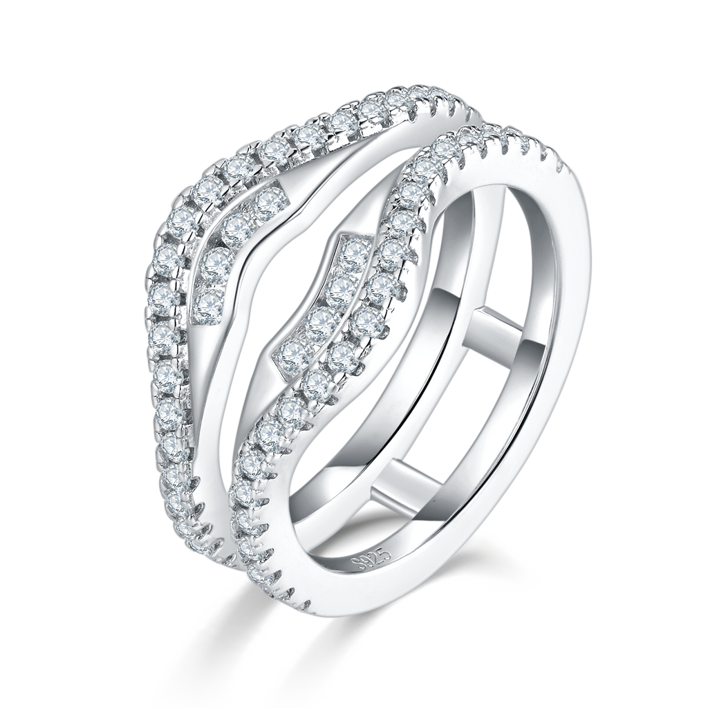 S925 anneau à double bande en argent sterling