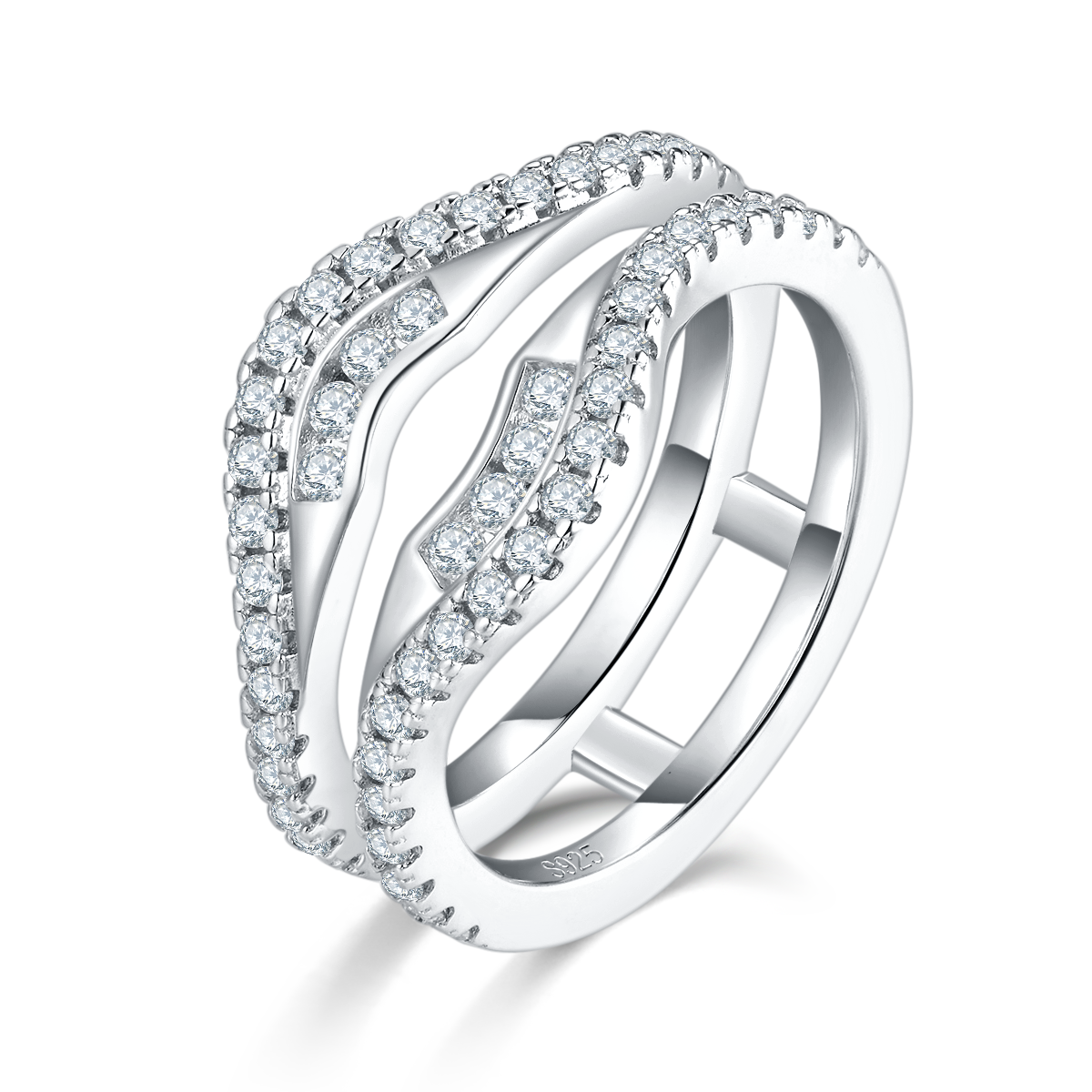 S925 anneau à double bande en argent sterling