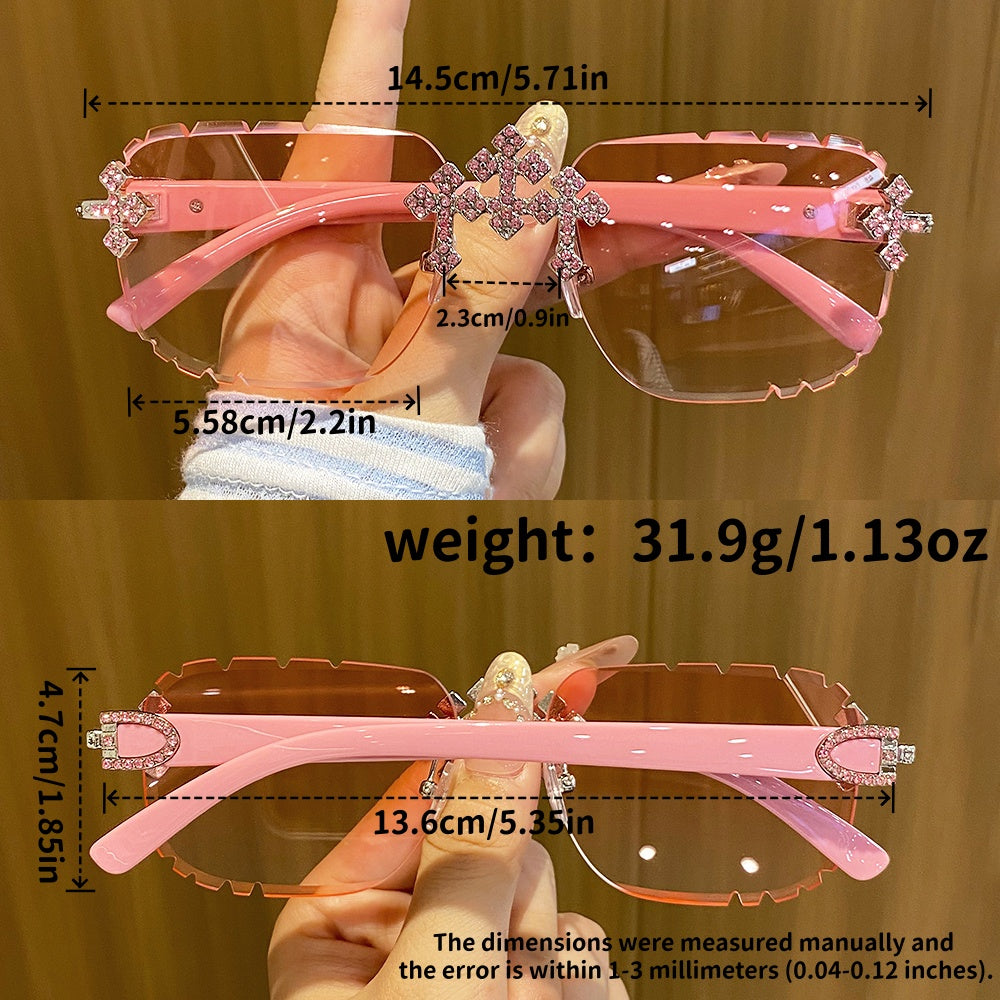 Lunettes de soleil en forme de croix sans cadre pour femmes
