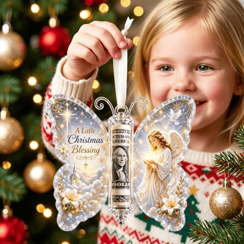 Ornement cadeau en espèces de Noël papillon