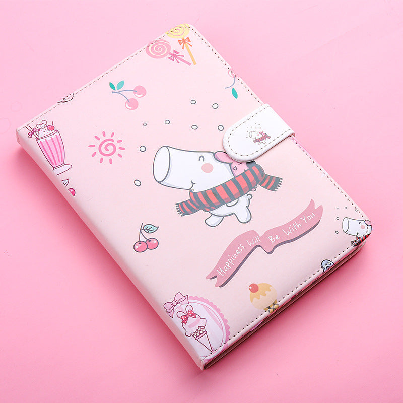 Kaba Ours Hippo petit blanc magnétique boucle carnet portable carnet fille coeur créatif
