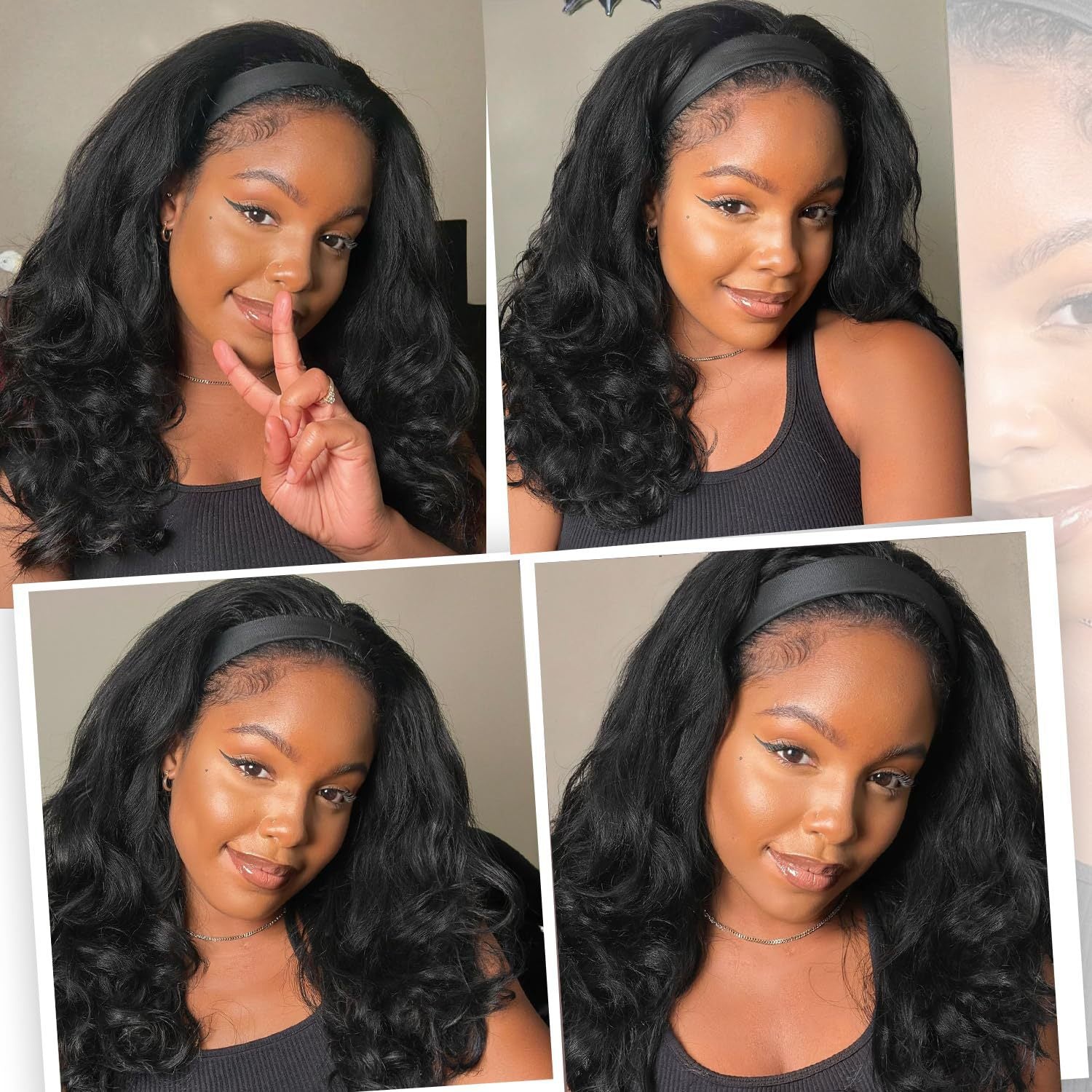 Wig bandeau naturel élégant de petites courbes