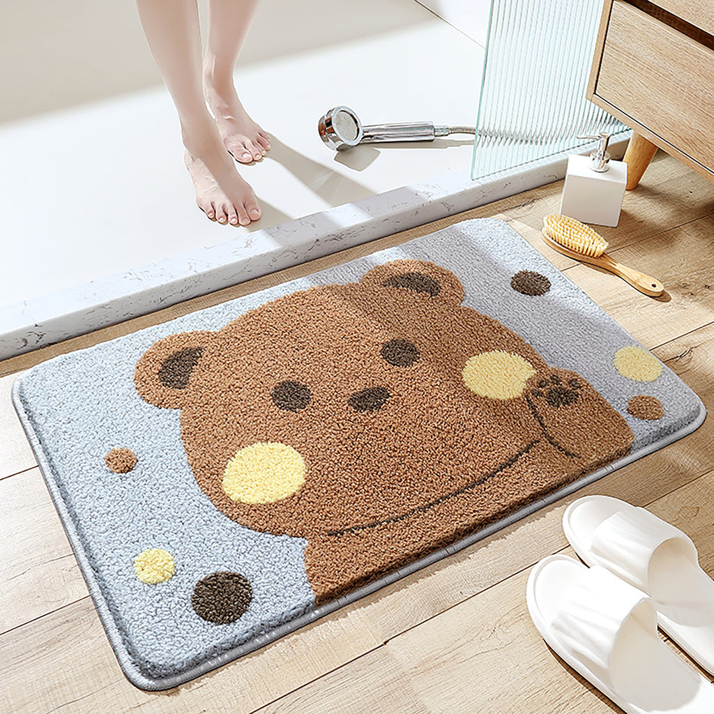 Flocked Home Doormat Salle de bain Rug Absorbent Mat antidérapant Chambre à pied Pad