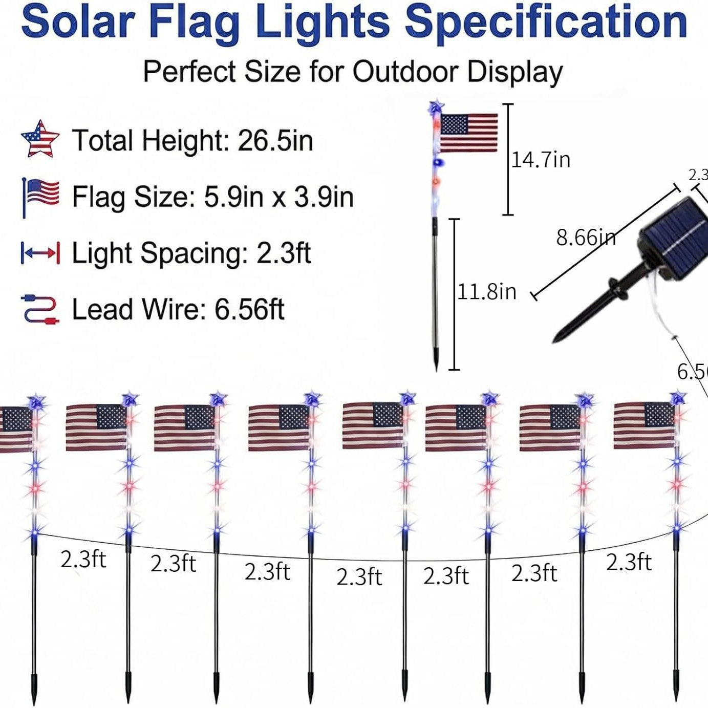 Drapeau national à LED à énergie solaire pour les cours extérieures Et des villas