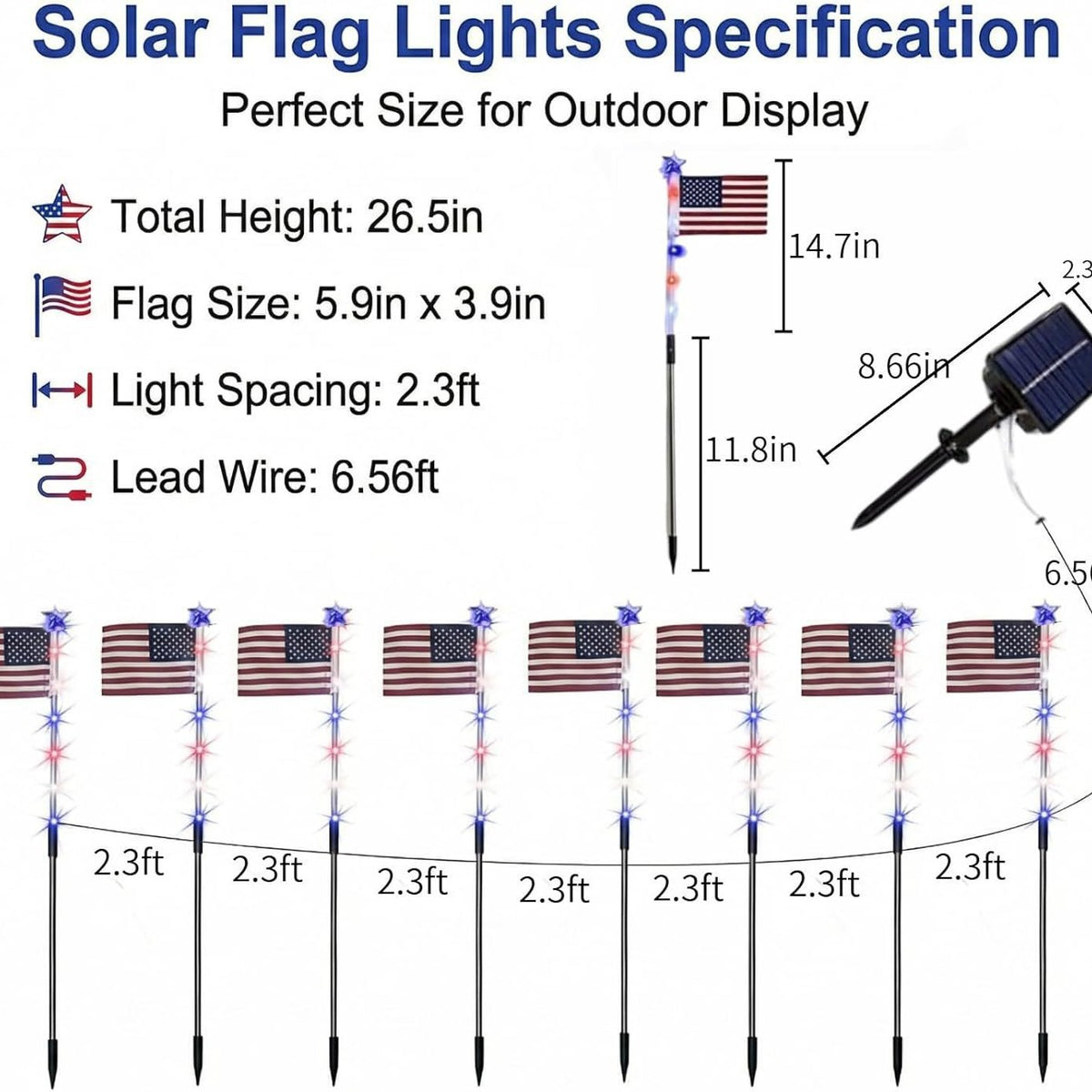 Drapeau national à LED à énergie solaire pour les cours extérieures Et des villas