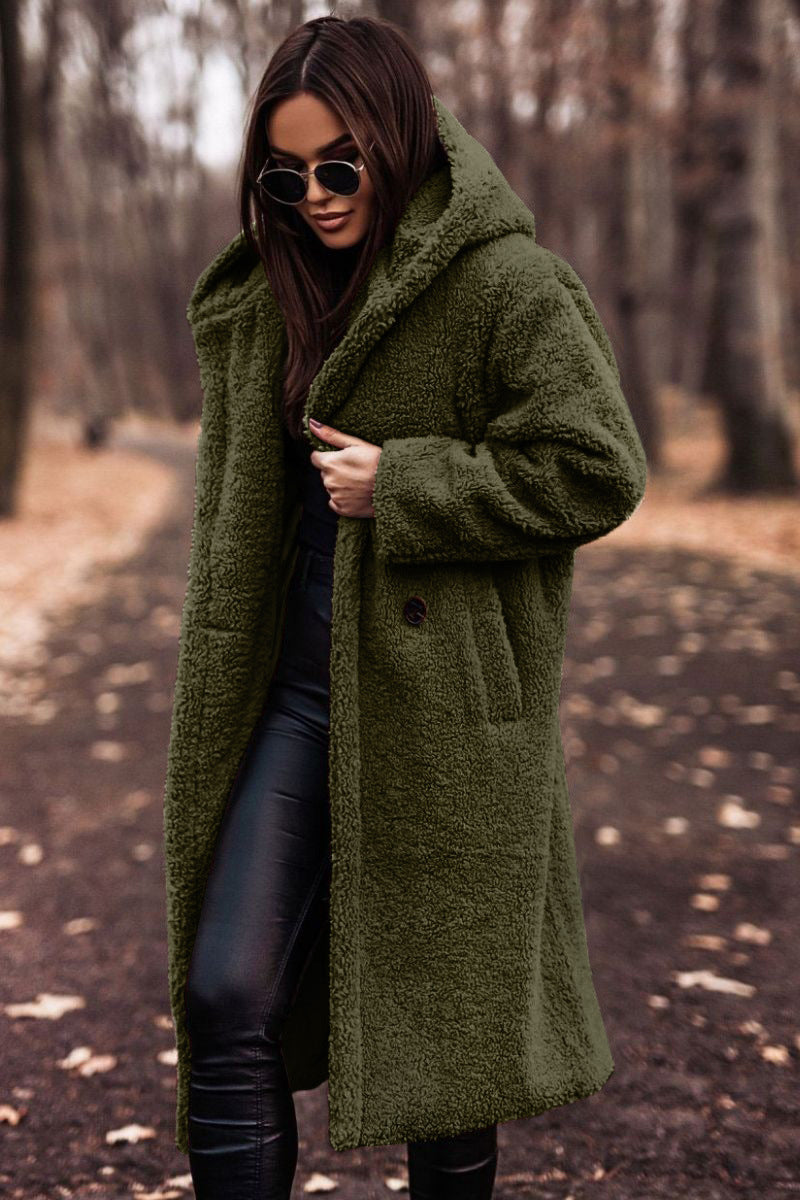 En-Stock Amazon Supply Automne et hiver Mode Long Solid Couleur Long-Sleeve Woolen Femmes