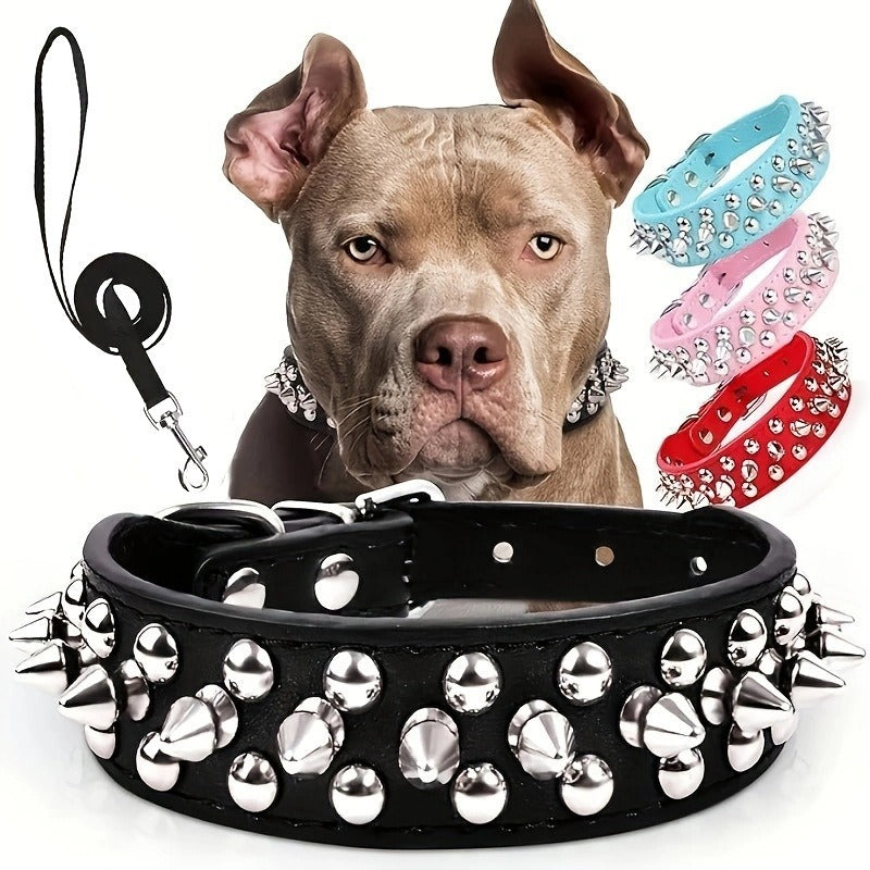 Jeu de laisse et de collier en cuir PU épaissé
