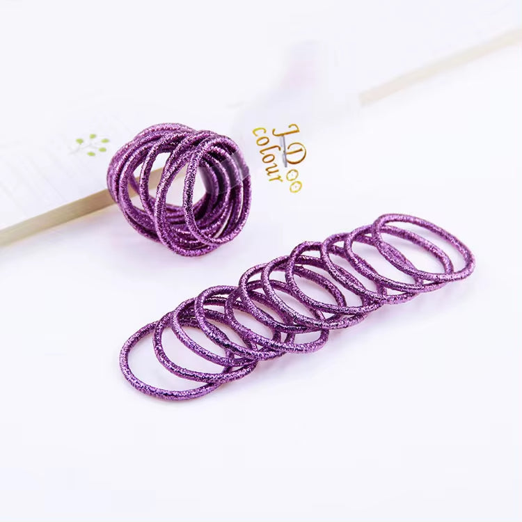 10-pack Élastique Élastique Shiny enfants bande en caoutchouc Bande de cheveux de feuille d'or Accessoires