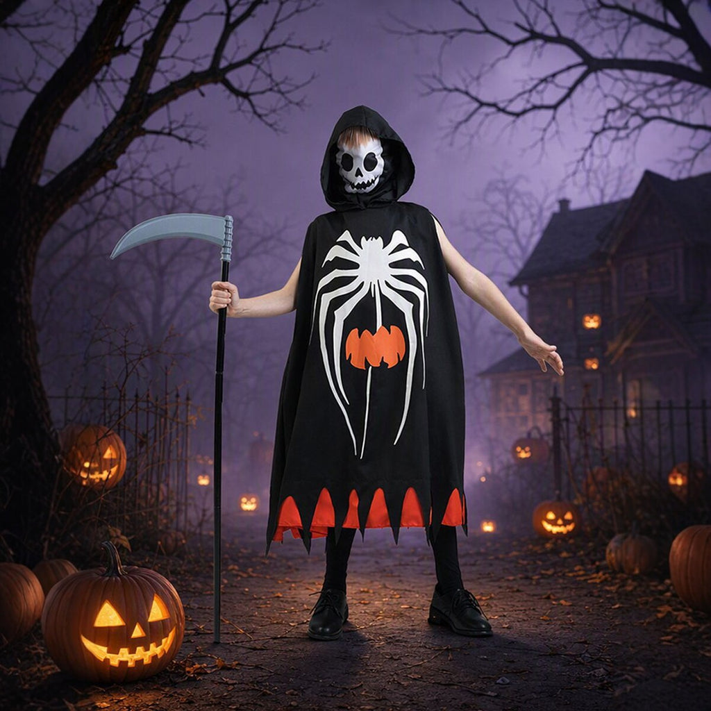 Costume de fête d'Halloween Enfants Cloak citrouille Spiderweb Skull Ghost Monster Cape