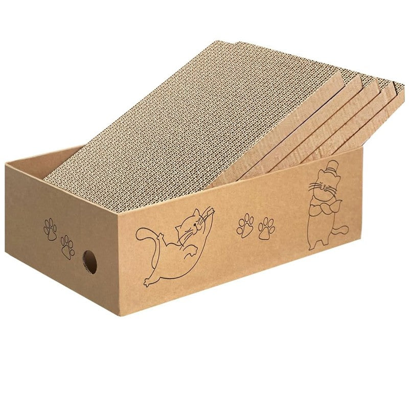 5X Cat Box Scratcher Scratching Board Heavy Duty Corrugated Cardboard Kitten UK