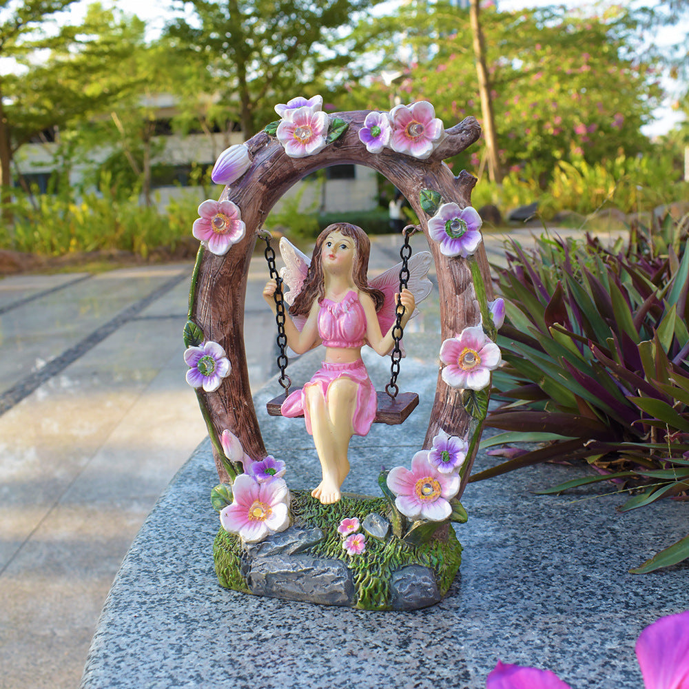 Resin Swing Angel Craft Mini lumière de nuit pour les ornements décoratifs de balcon
