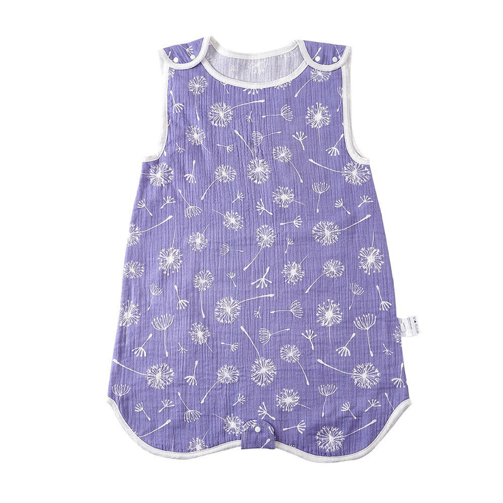 Simple imprimé bébé sans manches coton Gauze sac de couchage