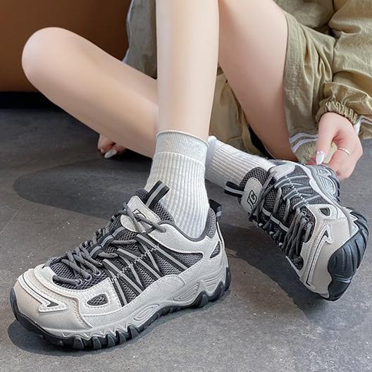 Retro Épaisseur Soled Papa Chaussures Polyvalent Couleur Bloqué Mesh Respirant Lightweight Mode Ca