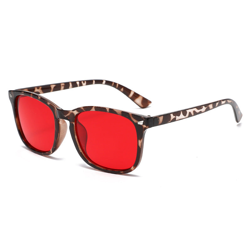 Lunettes de soleil à la mode à cadre carré de protection UV Lensed rouge