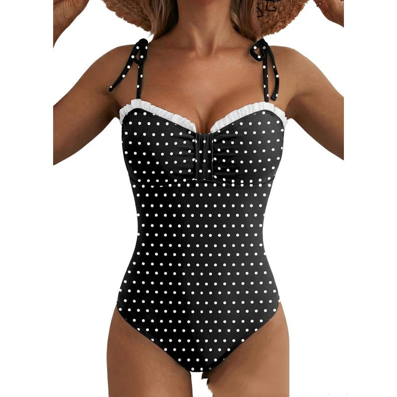 Sangle de style rétro Polka-dot Maillot de bain unique