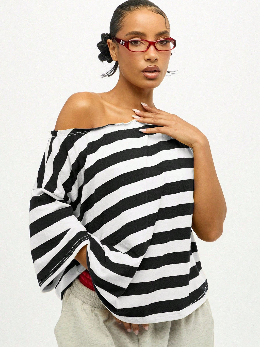 Haut à manches courtes de style américain Retro rayé