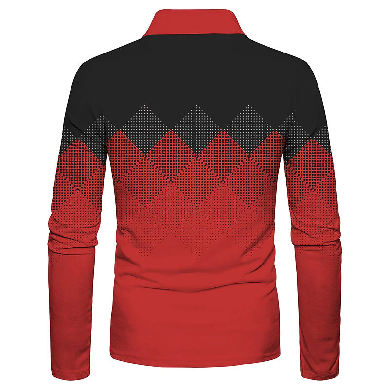 T-shirt à fermeture éclair 3D géométrique à manches longues