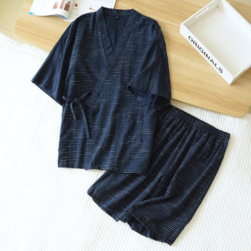 Pyjama pour hommes Kimono Printemps et coton d'été Peignoir Plus Taille Pyjama Cotton pour hommes