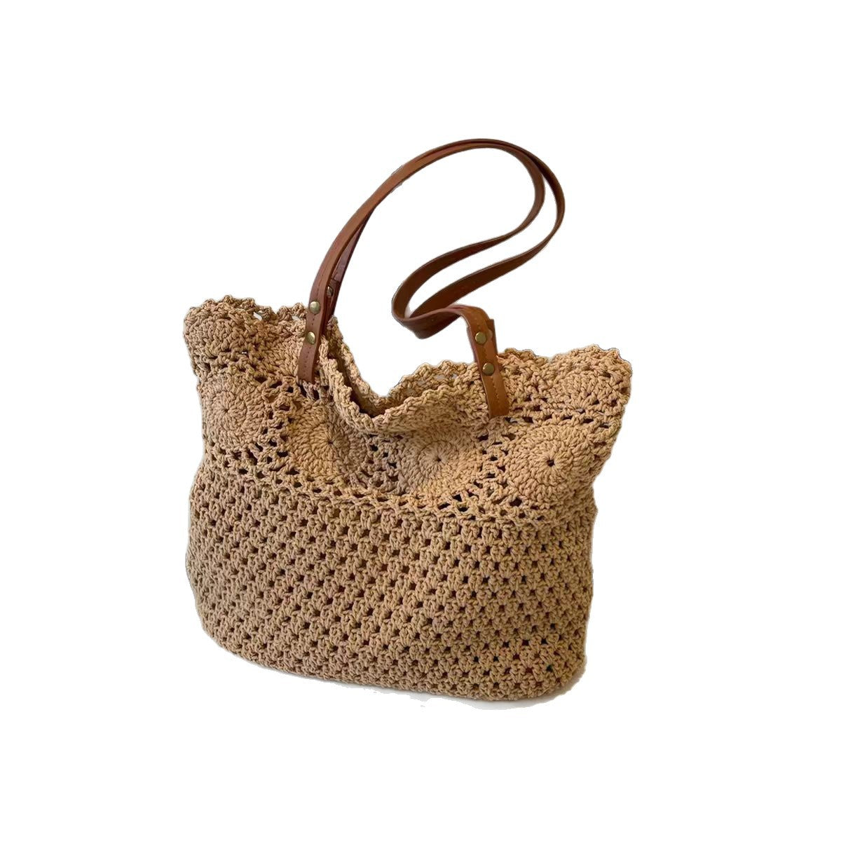 Sac d'épaule minimaliste de grande capacité tissé en paille occasionnelle