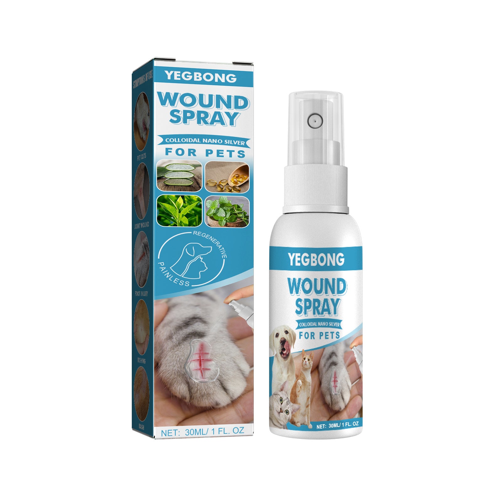 Spray naturel de la plaie pour les chats chiens soins de la peau coupes anti démangeaison allergies Inflammation Reli