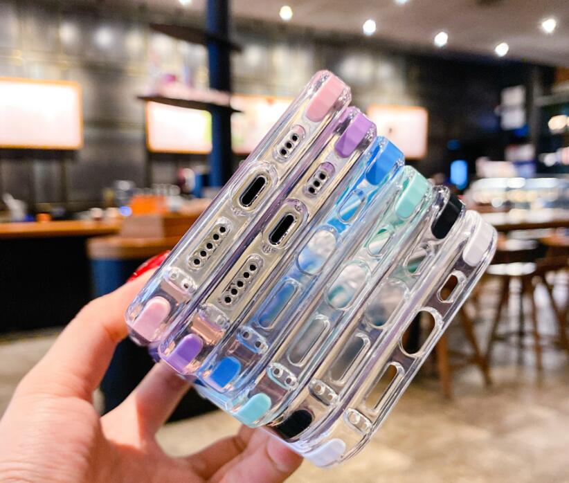 Boîtier de téléphone transparent avec cadre de couleur solide antidérapant