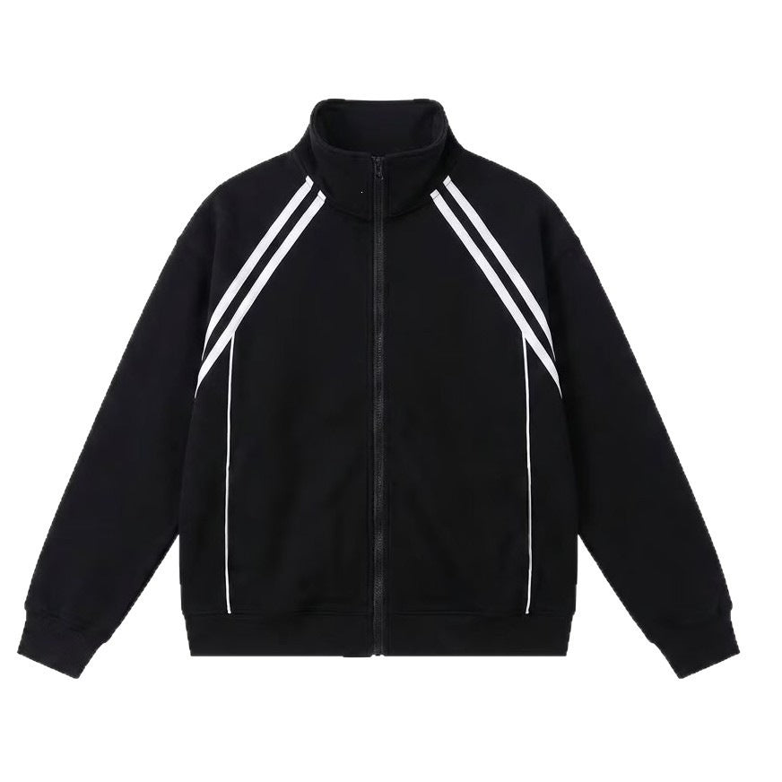 Style américain Vintage Sporty Stand-collar Zip-up Cardigan Hoodie Unisex Design
