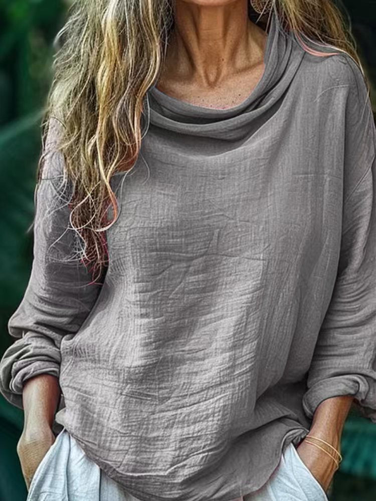 European and American Spring Women's Casual Loose Fashion Long Sleeved Solid Color Pile Co