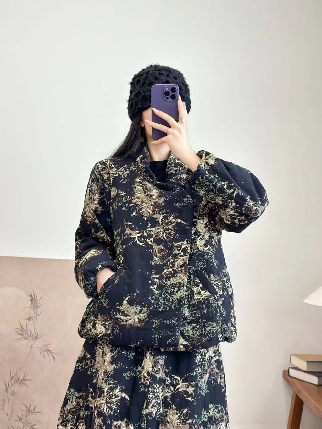Coton rembourré Coat imprimé Cardigan Casual Top