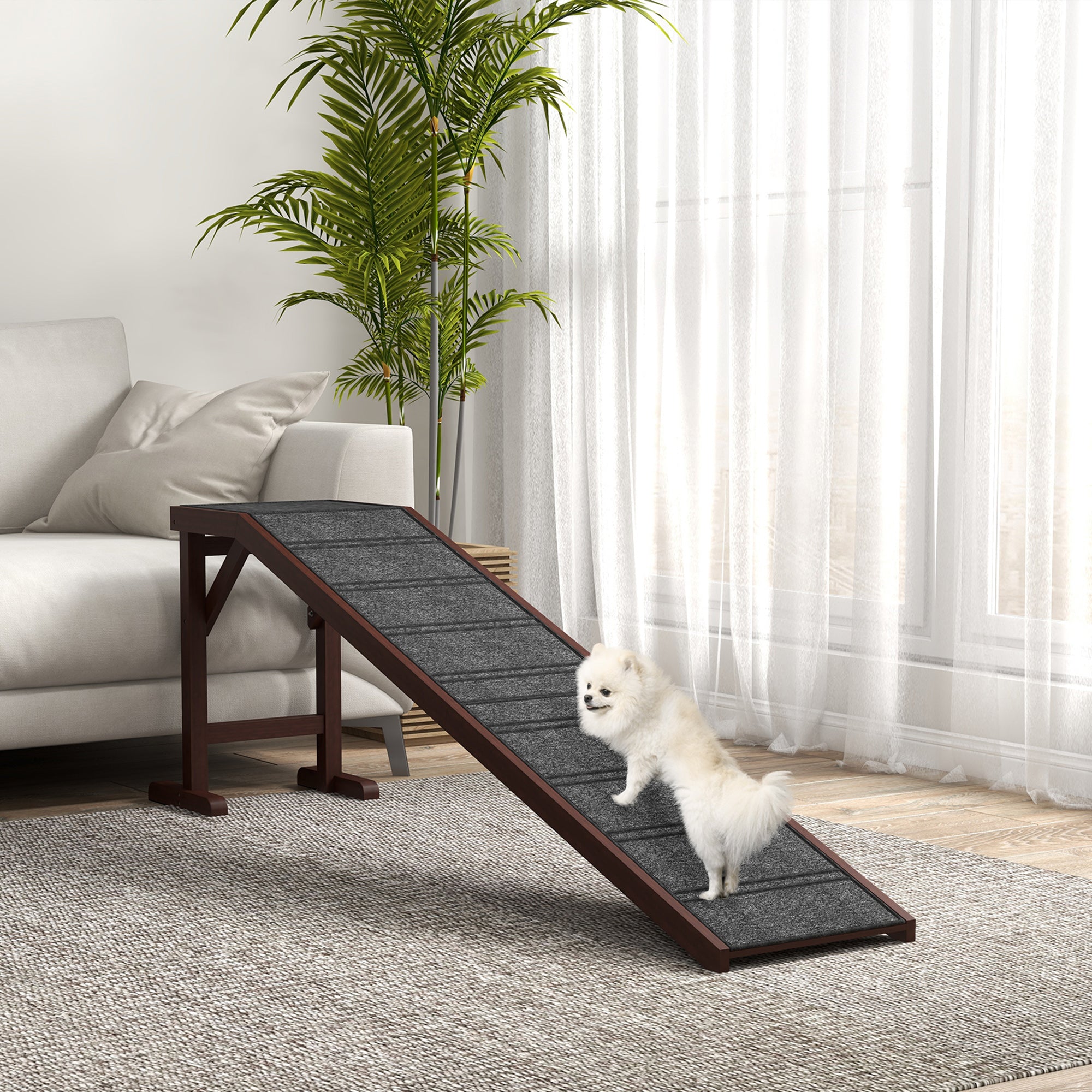 Ramp pour chiens avec tapis antidérapant et plate-forme supérieure