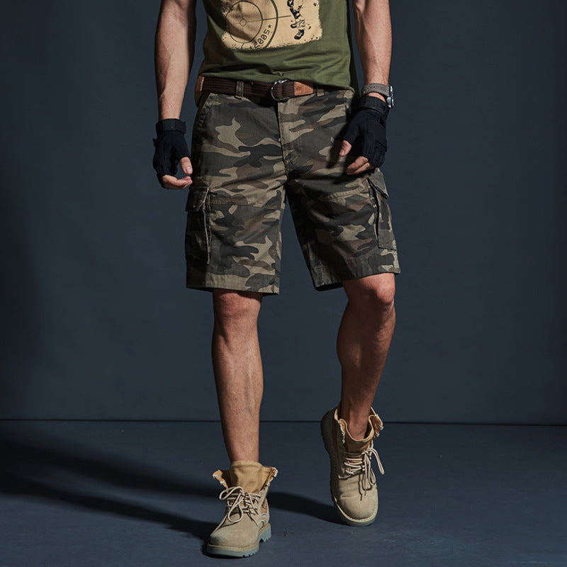 Pantalons d'été mi-longueur Trendy Brand Loose-fit Hommes Camouflage vert pour l'été