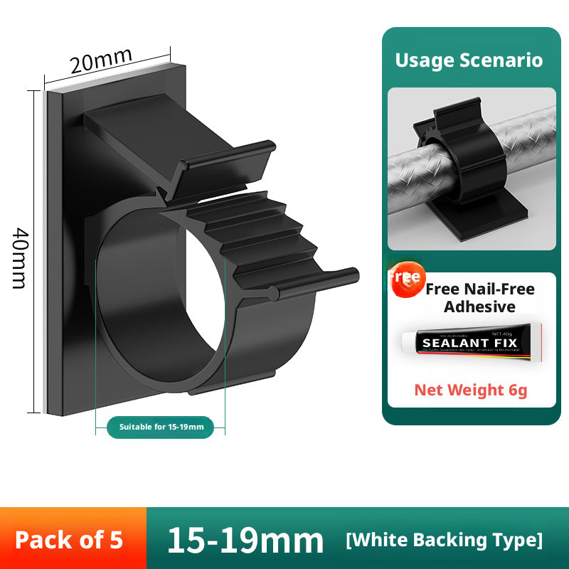 Fixateur de tuyaux d'eau sans punch-Black-Large [Cinq Pack]