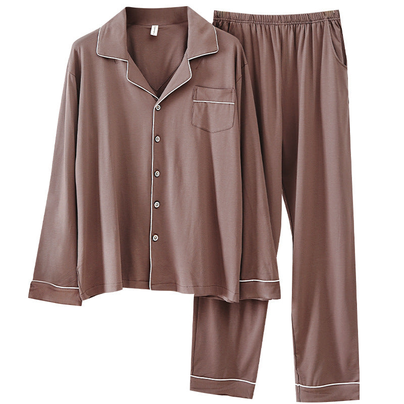 Pyjama Modal Men's Spring and Autumn Long Sleeve Cardigan Suit