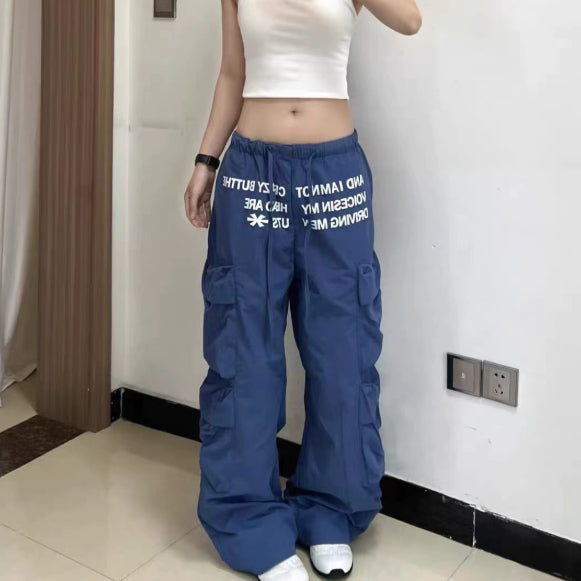 Femme Elastic-waist Street-style Lettre-print Pantalon à sèche-linge rapide en bon état