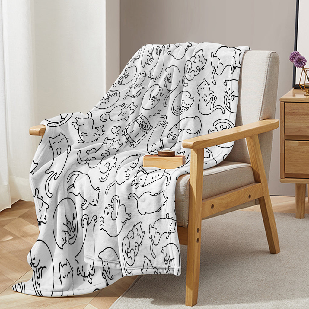 Mini Chats Pattern Flannel Lancer la couverture Super Soft Fleece Blanket Animal Print Fluffy Plus
