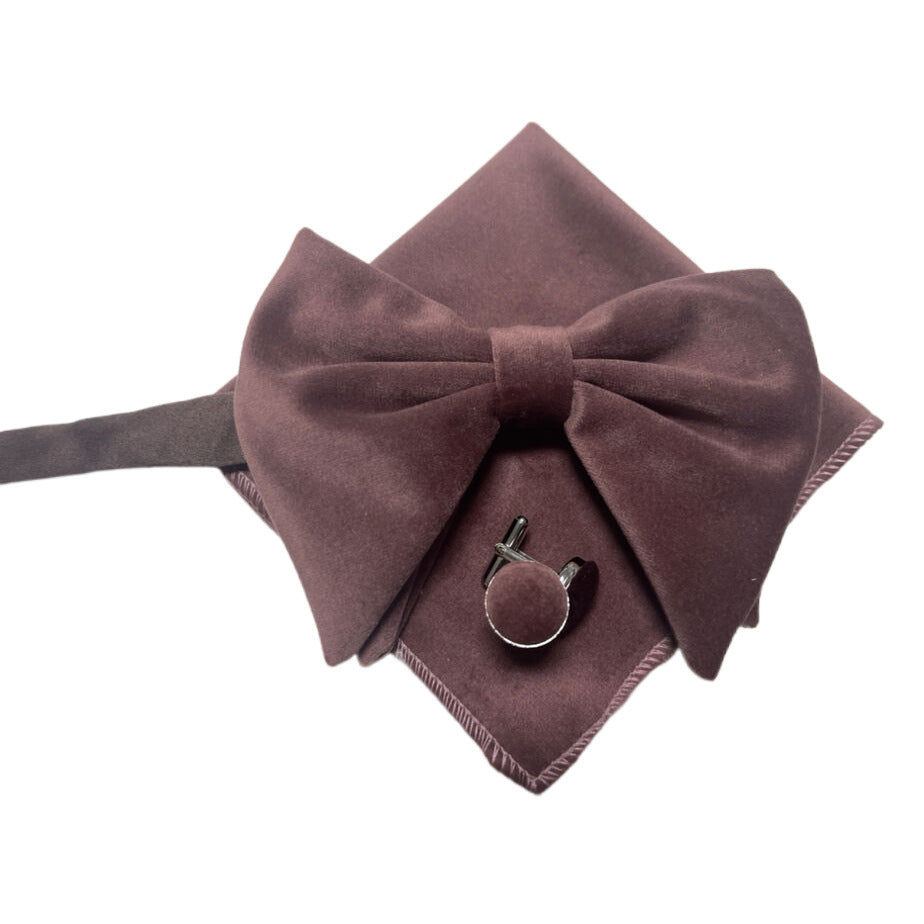 Double-Layer Gold Velvet Horn Bow Square Écharpe Boutons de manchette Ensemble de trois pièces