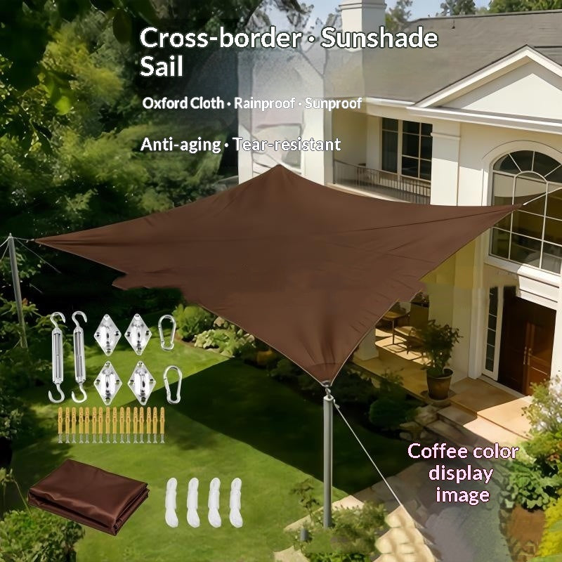 Voile d'ombre solaire à quatre corners avec accessoires pour cour extérieure et utilisation commerciale