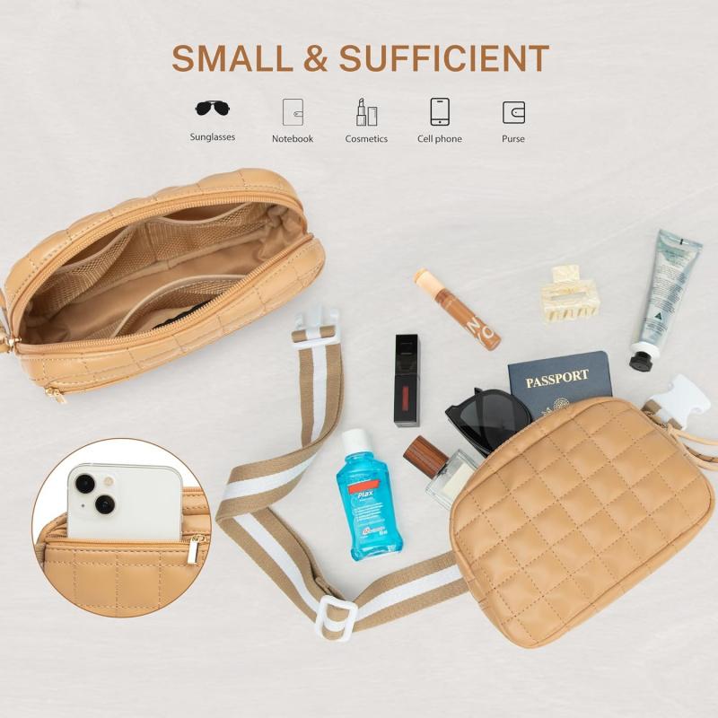 Viva Terry Women's Quilted Waist Pack Small Puffy Sports Bag Bracelet réglable idéal pour Ru
