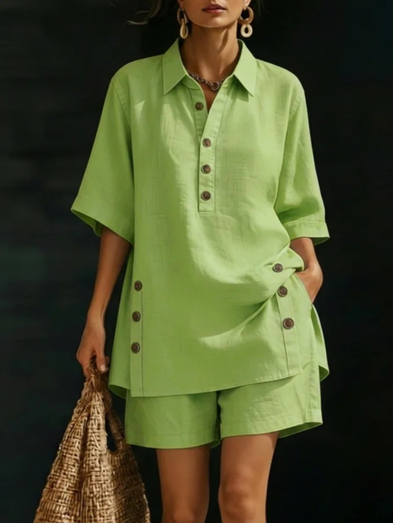 Vente chaude Automne et été Commerce extérieur Chemise à manches courtes pour femmes et pantalons allongés Tw