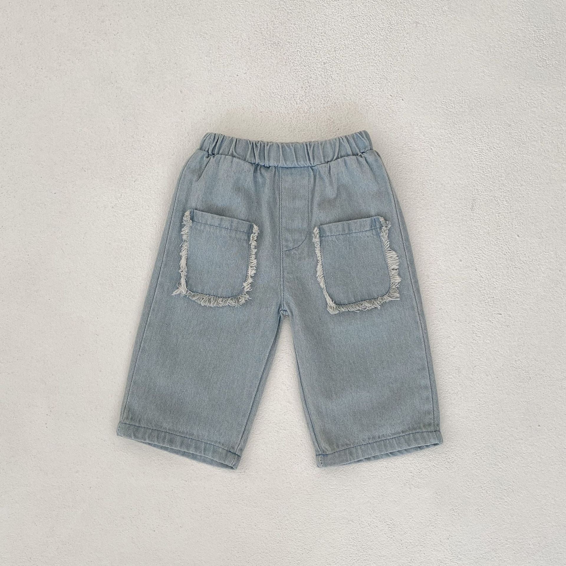 Pantoufles de coton denim de poche pour enfants